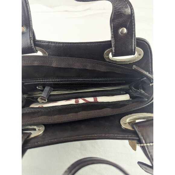 La‎ Diva Brown Leather Purse Handbag Medium Shoulder Bag NWT - Picture 9 of 16